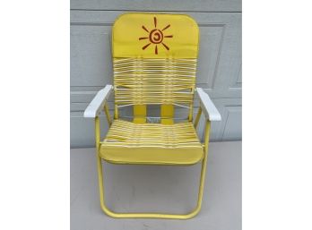 Vintage Vinyl Yellow Tube Folding Chair