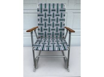 Vintage Green Web Aluminum Rocking Chair