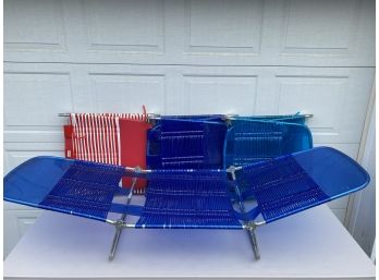 4 Vintage Folding Vinyl Tube Lounge Chairs