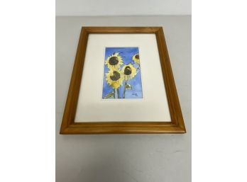 A Sunflower Watercolour Painting From Glasgow Signed Amanda Hunter