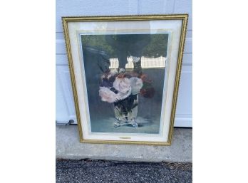 A Framed Edouard Manet Print - Flowers In A Crystal Vase