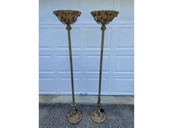 A Pair Of Torchiere Floor Lamps