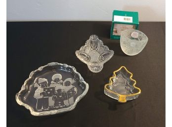 Clear Glass Lot, Includes Candy Dishes And Candle Holders