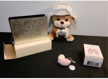 New Photo Album, 2 Baby Ornaments And A Stuffed Dog