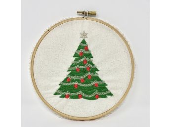 Handmade Christmas Tree Sewn On Fabric