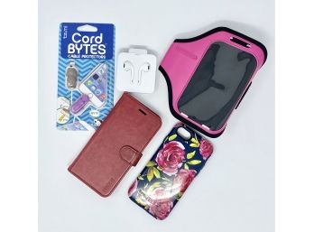 Lot Of Phone Accessories - Iphone Covers, Headphones, Arm Band & More