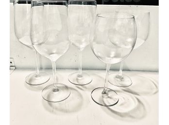 Lot Of 5 Assorted Clear Wine Glasses