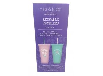 Set Of 2 Mia & Tess Reusable Tumblers Summer Beach Theme