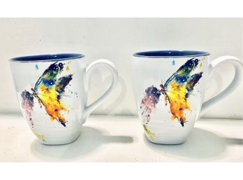 Set Of Two DEMDACO Kaleidoscope Butterfly Mugs By Dean Crouser Collection