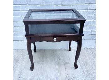 The Bombay Company Wood End Table With Display Case