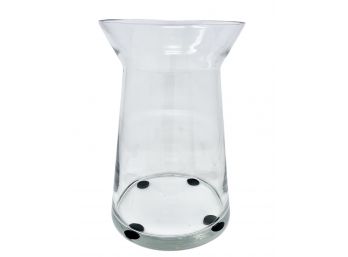 Clear Glass Flower Vase With Weighted Bottom & Wide Opening