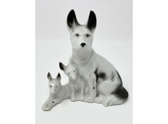 Vintage Mini Dog Family Porcelain Figurine - Made In Japan