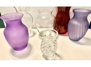 Lot Of 6 Assorted Glass Vases