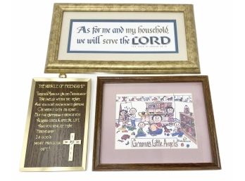 Lot Of 3 Vintage Family & Friends Decorative Framed Signs