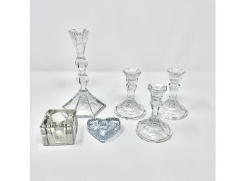 Lot Of Decorative Glass Candlestick Holders
