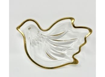 Mikasa Gold Trimmed Clear Glass Dove Candy Dish