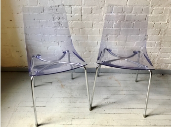 Pair Roberto Foschia Modern Lucite Chairs