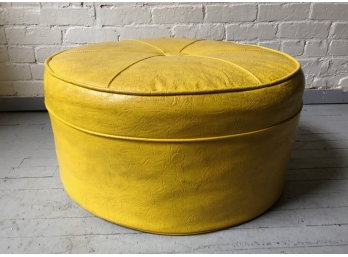 Canary Yellow Leatherette Ottoman