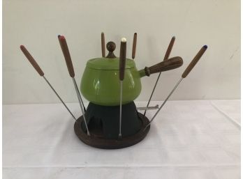 Lime Green Fondue Set W/Forks