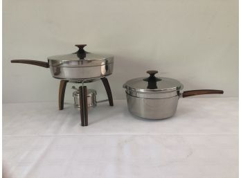 Mid Century Rosewood Handled/Leg Fondue Set