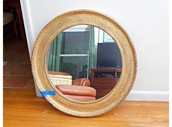 AS-IS Large Bombay & Co. Carved & Gilt Decorated Round Wall Mirror