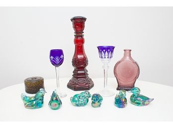 Miscellaneous Group Of Colored Glass Items