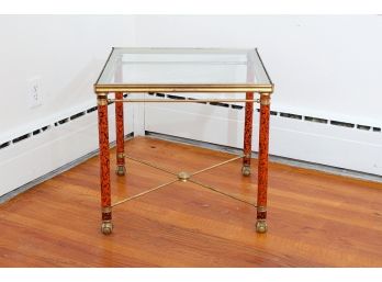 Wonderful Square Glass Top Side Table On Metal Base