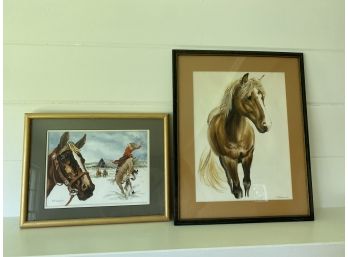 Signed Susan Finkenberg Print  & Wil Cahoon Horse Watercolor