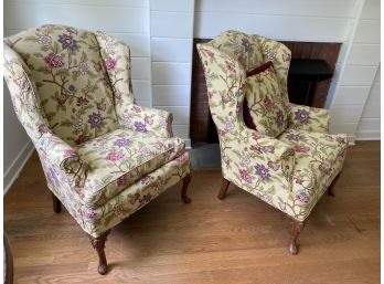 Vintage Wing Chairs With Slipcovers