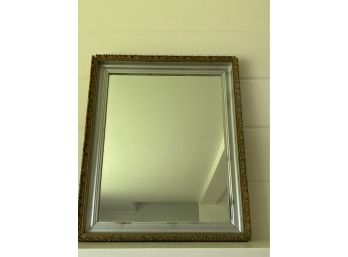 Antique Gesso Painted Gold Beveled Mirror