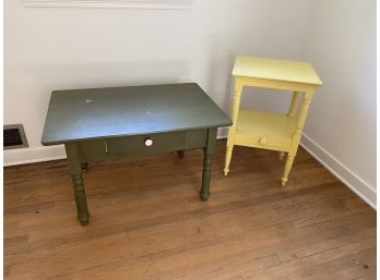 Vintage Art And Craft  Painted Low Table And Side Table