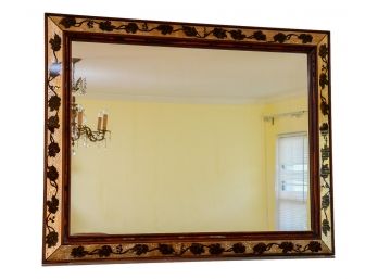 Large Decorated Wall Mirror With Painted Leaf Design