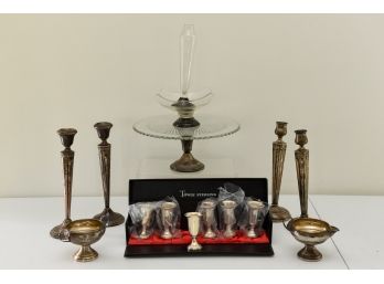 Collection Of Weighted Sterling Silver Candleholders And More