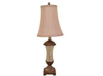 Sweet Glass And Brass Table Lamp With Pink Shade