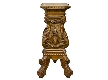 Large Antique Carved Gilt Wood Pedestal