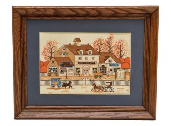 Hand Made Needlepoint Painting Of An Antiques Store By Otti 1986