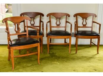 Set Of Four Mid-Century Wood Arm Chairs