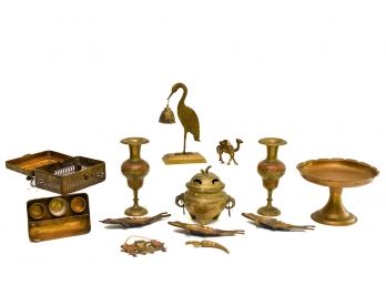 Collection Of Brass Decorative Table Top Items