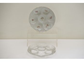 Victoria Carlsbad Austria Oyster Plate And Clear Glass Oyster Plate