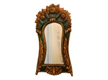 Carved Wood Hand Painted Wall Mirror