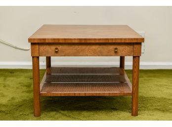 Mid-Century Wood Diamond Shaped Pattern Side Table