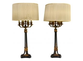 Pair Of Stunning Vintage French Ormolu Table Lamps