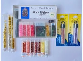 20 Tubes Beads Including Pewties, Toho & Black Tiffany Project Kit, New