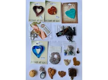 16 Jewelry Pendants: Art Glass Hearts, Asian Style & More, New