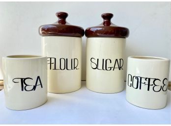 4 Large Vintage Ceramic Kitchen Canisters