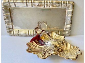 Silver Plate Tray & Candy Dish With Tassel