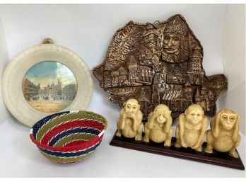 International Decor: Marble Frame, Transylvania Wall Hanging, Monkeys & Basket