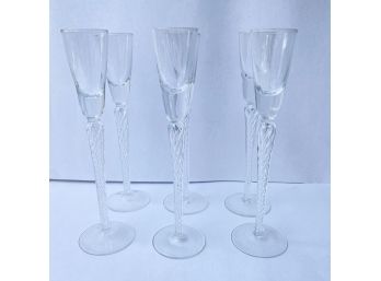 6 Vintage Crystal Champagne Flutes Glasses