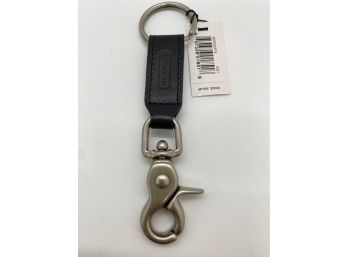 New With Tags Coach Leather Trigger Snap Kew Ring Fob, Retails $28