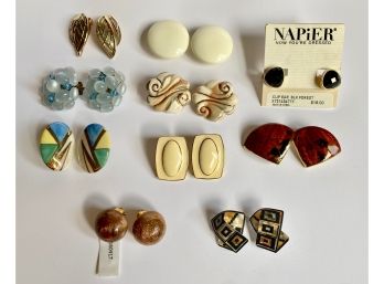 10 Pairs Vintage Clip-On Earrings, Some New